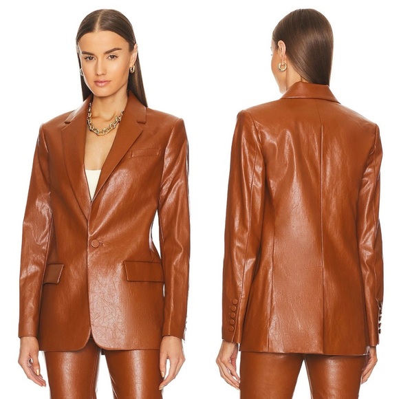 🆕 A.L.C. Dakota Vegan Leather Jacket Cognac Sz 2 - Picture 1 of 10